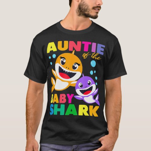 Auntie Of The Baby Shark Birthday Auntie Shark Aun T_Shirt
