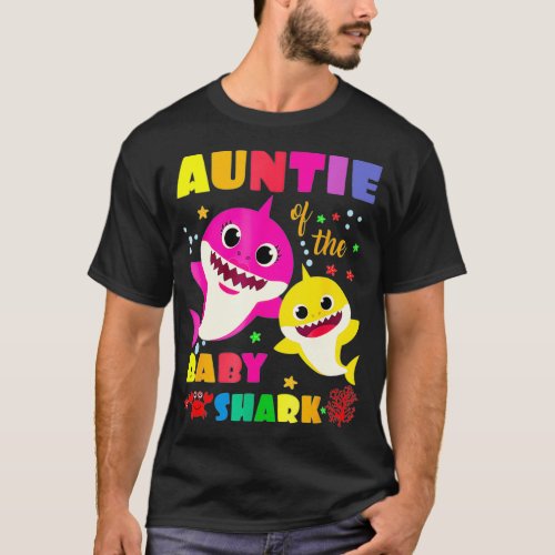 Auntie Of The Baby Shark Birthday Auntie Shark  T_Shirt