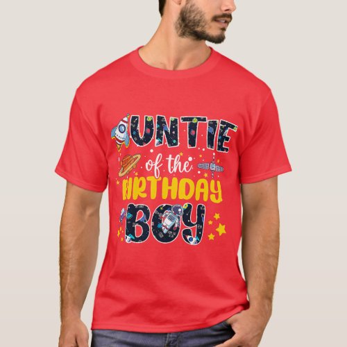 Auntie Of The Birthday Boy 2nd Outer Space Outfit  T_Shirt