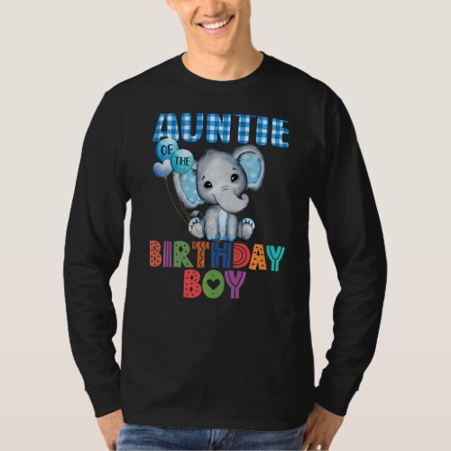 Auntie Of The Birthday Boy Elephant Family Elephan T_Shirt