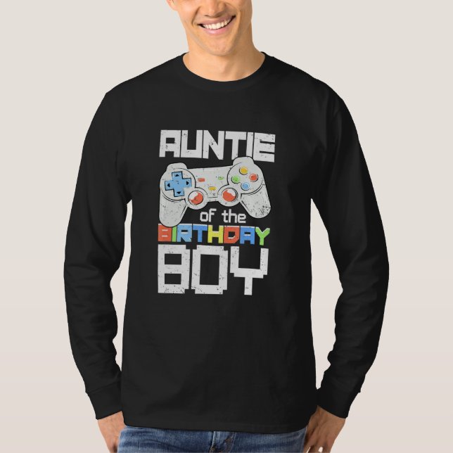Auntie Of The Birthday Boy Matching Video Game Bir T-Shirt (Front)