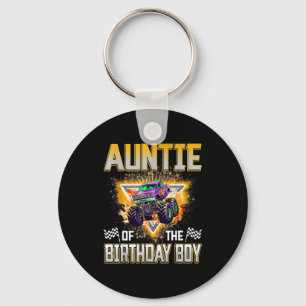 Auntie Of The Birthday Boy Monster Truck Birthday Keychain