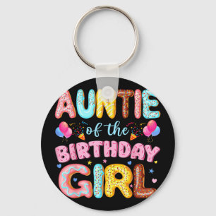 Auntie of The Birthday Girl Donut Lover Party Keychain