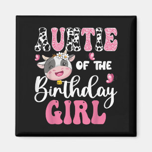 Auntie Of The Birthday Girl Farm Cow 1st Birthday Magnet