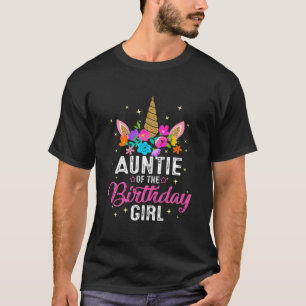 Auntie Of The Birthday Girl Mother Gift Unicorn Bi T-Shirt