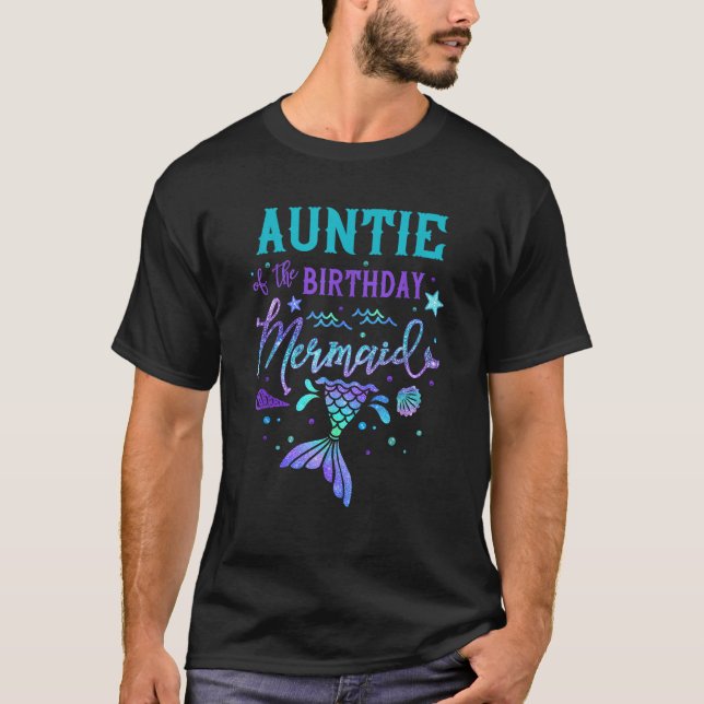 Auntie Of The Birthday Mermaid Theme Party Squad S T-Shirt (Front)