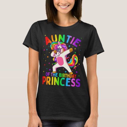 Auntie of the Birthday Princess Girl Dabbing Unico T_Shirt