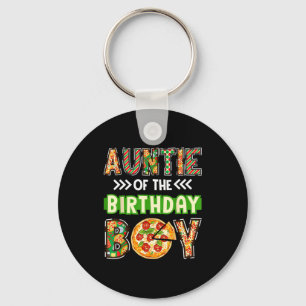 Auntie of the boy birthday boy pizza lover party keychain