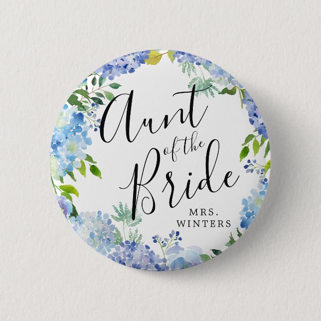 Auntie of the Bride | Carolina Bloom Wedding Button (Front)