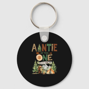 Auntie of the one happy camper 1st birthday keychain