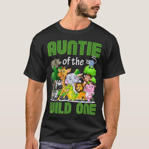 Auntie Of The Wild One Birthday Safari Jungle 2nd  T_Shirt