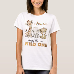 Auntie of the Wild One Gold Foil 1st Birthday T-Shirt