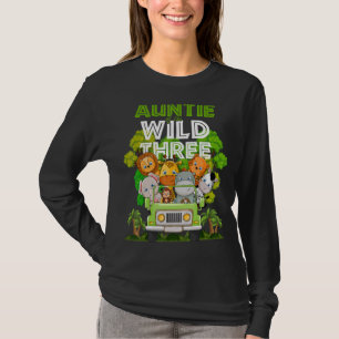 Auntie Of The Wild Three Zoo Truck Birthday Safari T-Shirt