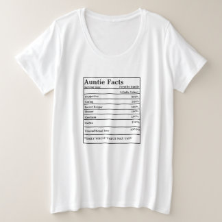 Auntie or Uncle Nutritional Facts Plus Size T-Shirt