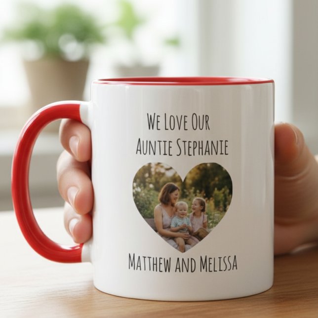 Auntie Photo Heart  Mug (Personalized photo aunt mug)