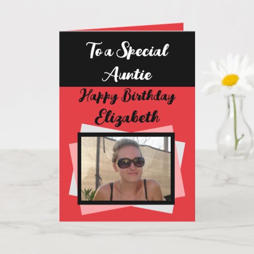 Auntie photo name red black birthday