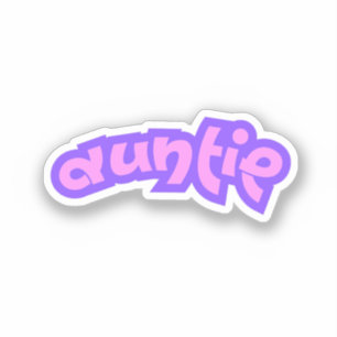 Auntie Pink Purple Aunt Bubble Letters Sticker