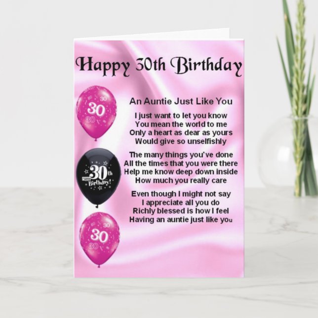 Auntie Poem - 30th Birthday Card (Front)