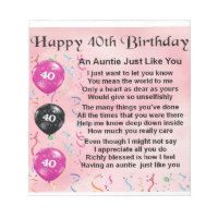 Auntie Poem - 40th Birthday