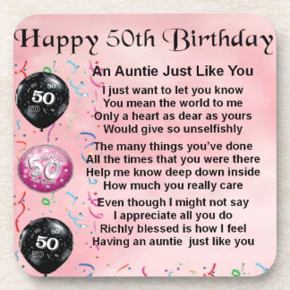 Aunt Birthday Drink & Beverage Coasters | Zazzle