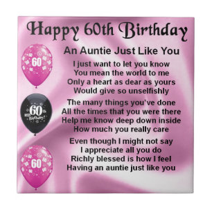 Auntie Poem - 60th Birthday Ceramic Tile