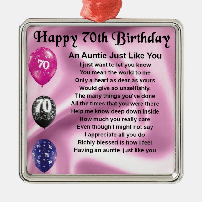 Auntie Poem - 70th Birthday Metal Ornament (Front)