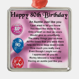 Auntie Poem - 80th Birthday Metal Ornament