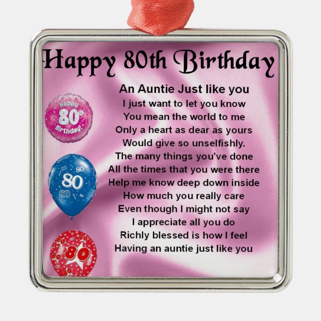 Auntie Poem - 80th Birthday Metal Ornament (Front)