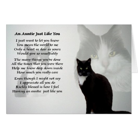 Auntie Poem - Cat design Cards (Front Horizontal)