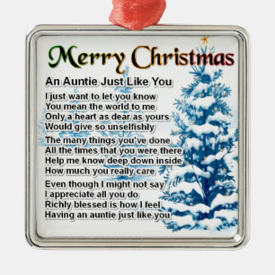 Auntie Poem  Christmas Design Metal Ornament