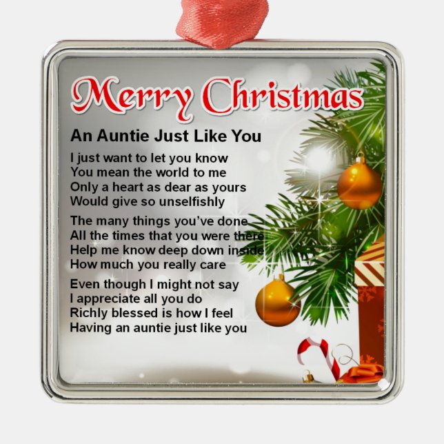 Auntie Poem - Christmas Design Metal Ornament (Front)