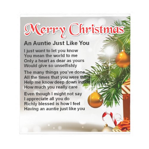 Auntie Poem _ Christmas Design Notepad