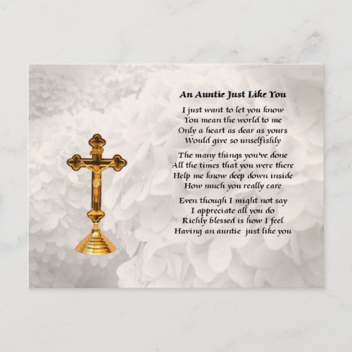 Auntie Poem _ Golden Cross Design Postcard