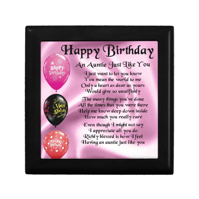 Auntie Poem - Happy Birthday Keepsake Box | Zazzle