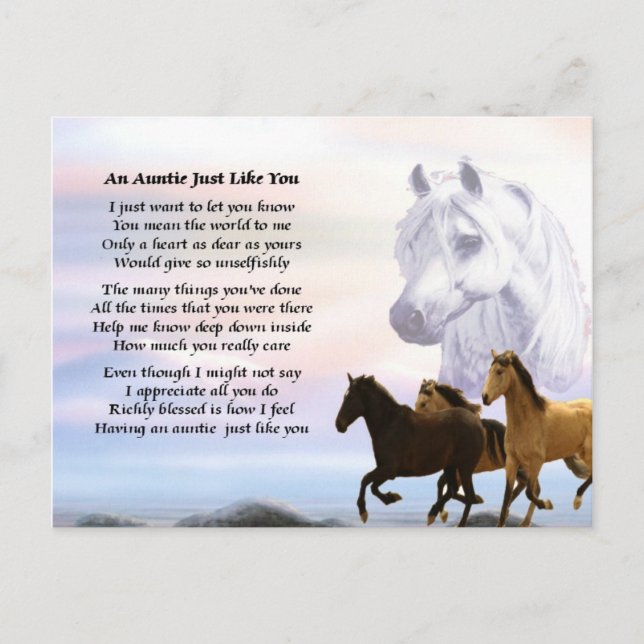 Auntie Poem Horses Postcard (Front)