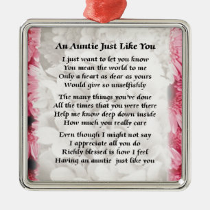 Auntie poem - Pink Floral design Metal Ornament