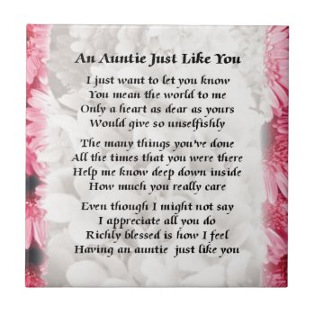 Auntie Poem - Pink Floral Design Tile by Lastminutehero at Zazzle