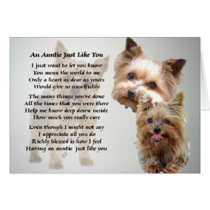 Auntie Poem - Yorkshire terrier Cards