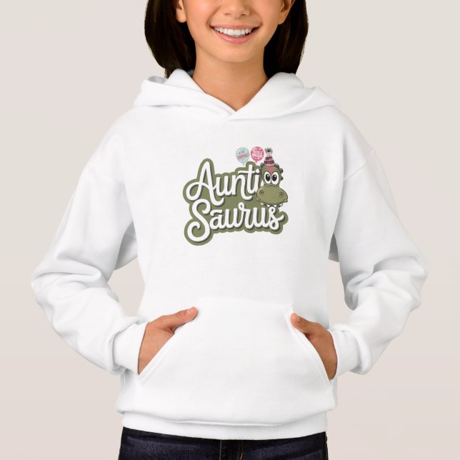 Auntie Saurus Funny Dinosaur Birthday Hoodie (Front)
