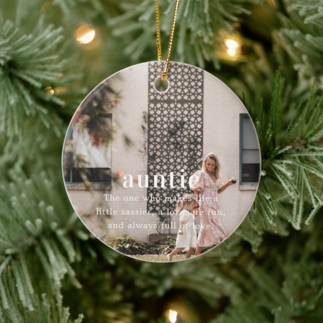 Auntie | Sentimental Photo Keepsake Christmas Ceramic Ornament (Tree)