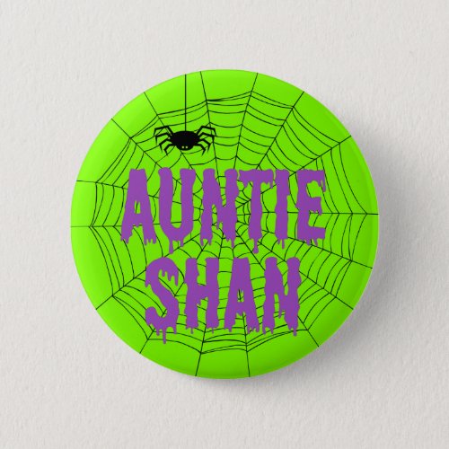 Auntie Shan Green Dripping Font Spider Web Button
