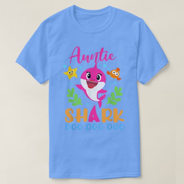 Auntie Shark  Auntie Shark Lover Family Mothers Da T-Shirt (Design Front)
