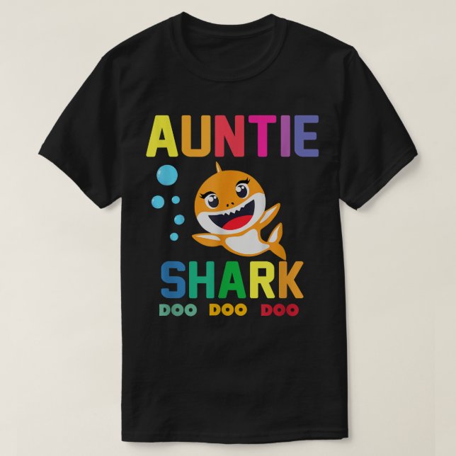Auntie Shark  Auntie Shark Lover Family Mothers Da T-Shirt (Design Front)