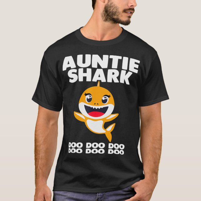 Auntie Shark Gift Cute Baby Shark Design Family Se T-Shirt (Front)