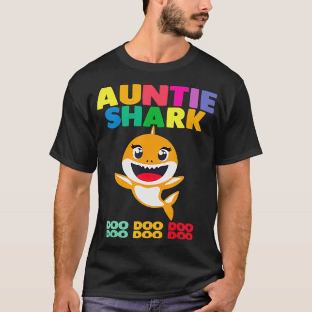 Auntie Shark Gift Cute Baby Shark Design Family T-Shirt (Front)