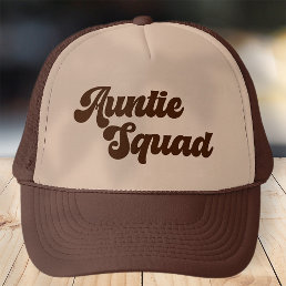 Auntie Squad Simple Vintage Retro Typography Trucker Hat