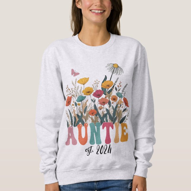 Auntie Sweatshirt, Custom, Promoted to Aunt  Sweatshirt (Front)