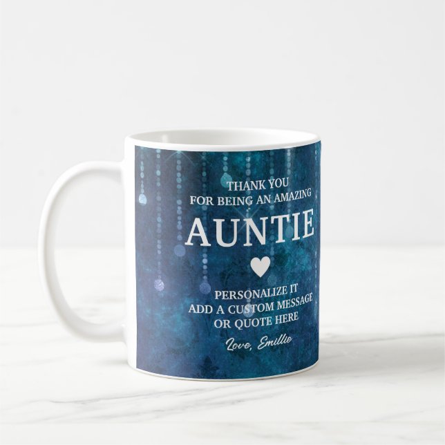 Auntie Thank You Heartfelt Message Personalized Coffee Mug (Left)