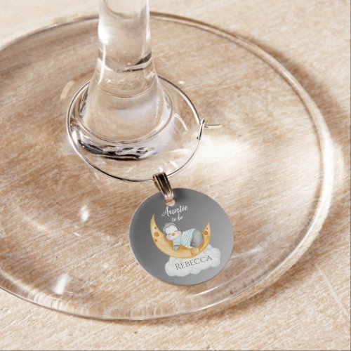 Auntie to be Baby Penguin  Wine Charm