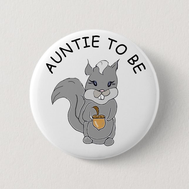 Auntie to be, Baby Shower Button Little Raccoon (Front)